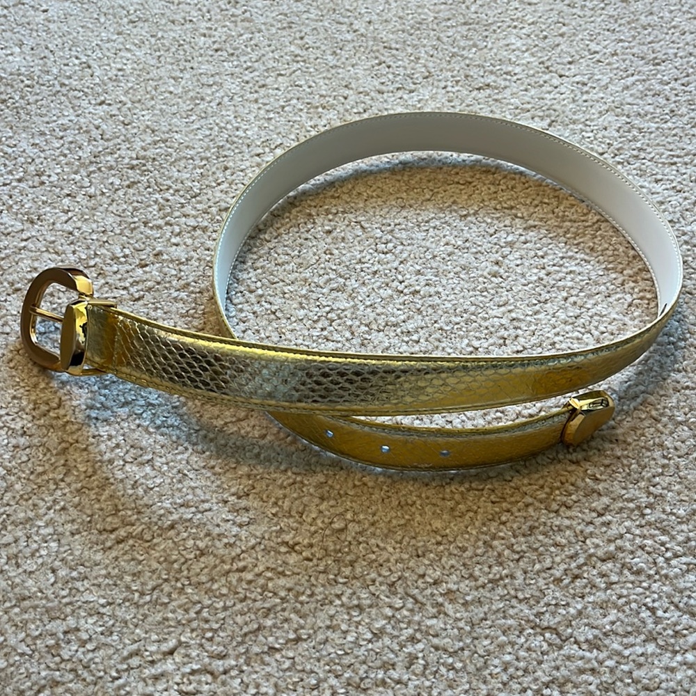 Genuine snake skin gold belt - 38 inches from buckle to tip